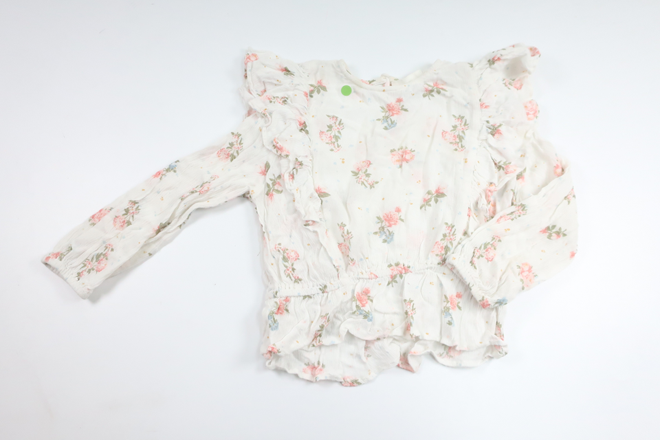 Blomsterbluse fra Kappahl - Størrelse 104 - Hvid