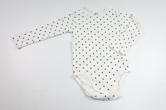 Bodysuit med stjerner fra H&M - Størrelse 92 - Hvid