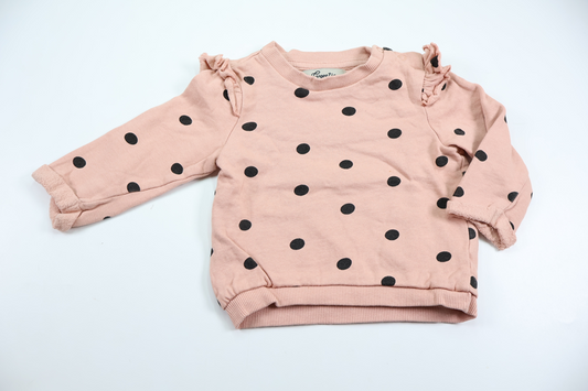 Prikket sweatshirt fra Sweetie - Størrelse 68 - Rosa