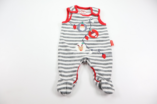 Stribet fleece heldragt fra Baby Club by C&A - Størrelse 50 - Grå