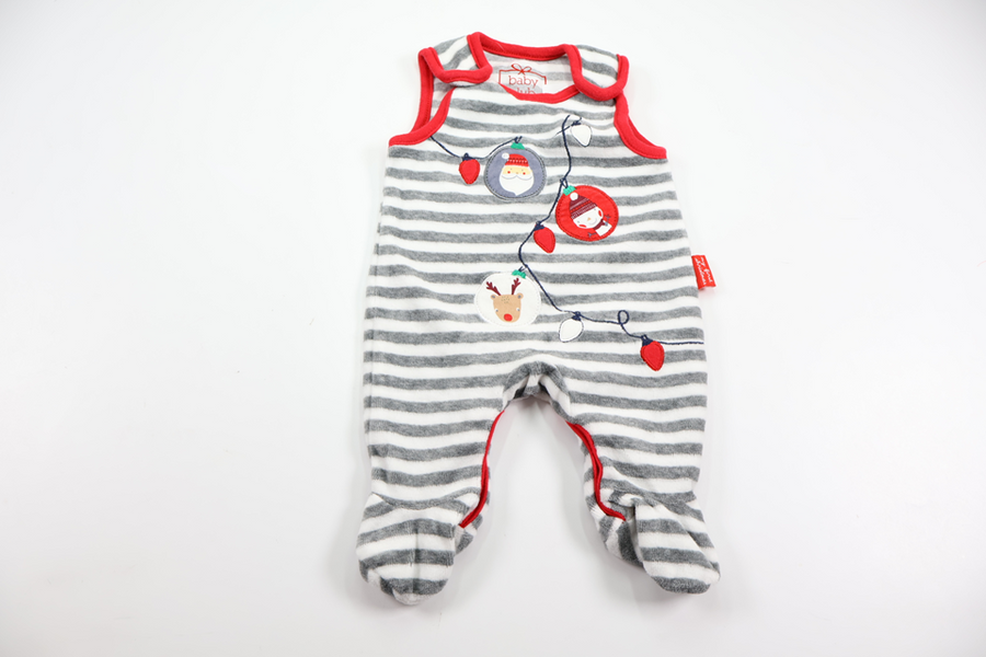 Stribet fleece heldragt fra Baby Club by C&A - Størrelse 50 - Grå