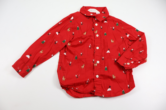 Skjorte med jul fra H&M - Størrelse 92 - Rød