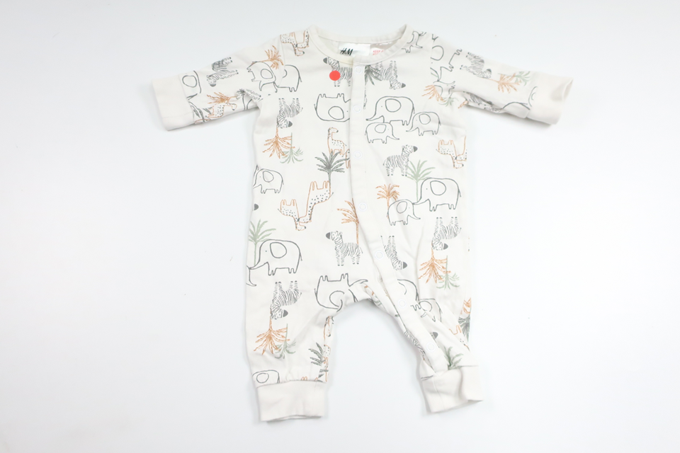 Dyrepyjamas fra H&M - Størrelse 50 - Hvid