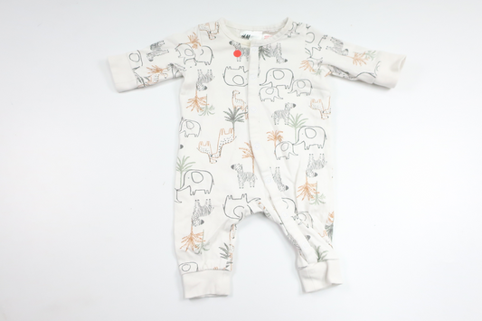 Dyrepyjamas fra H&M - Størrelse 50 - Hvid