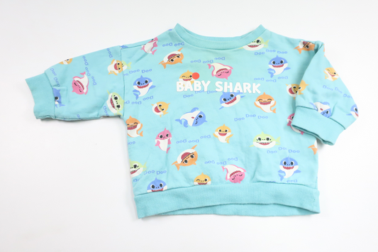 Sweatshirt med Baby Shark fra Cubus - Størrelse 62 - Blå