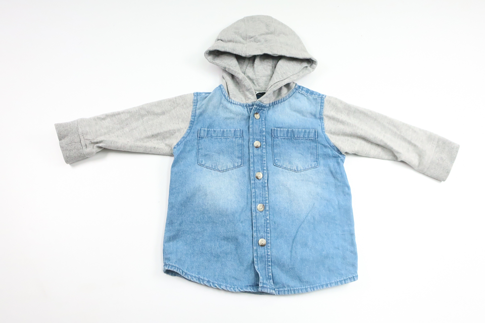 Skjorte med hætte fra Cubus - Størrelse 74 - Denim