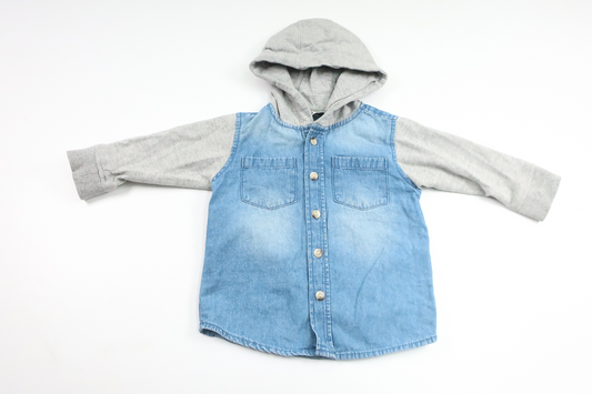 Skjorte med hætte fra Cubus - Størrelse 74 - Denim