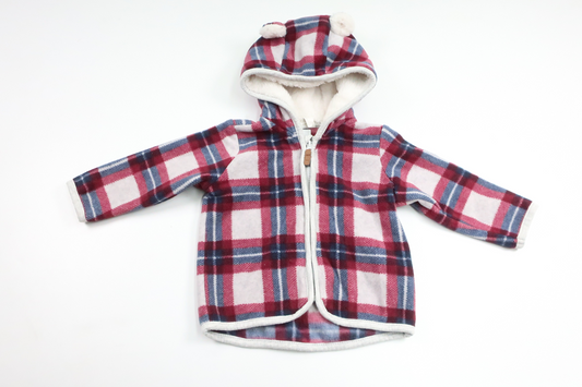 Fleecejakke med hætte fra H&M - Størrelse 68 - Grå