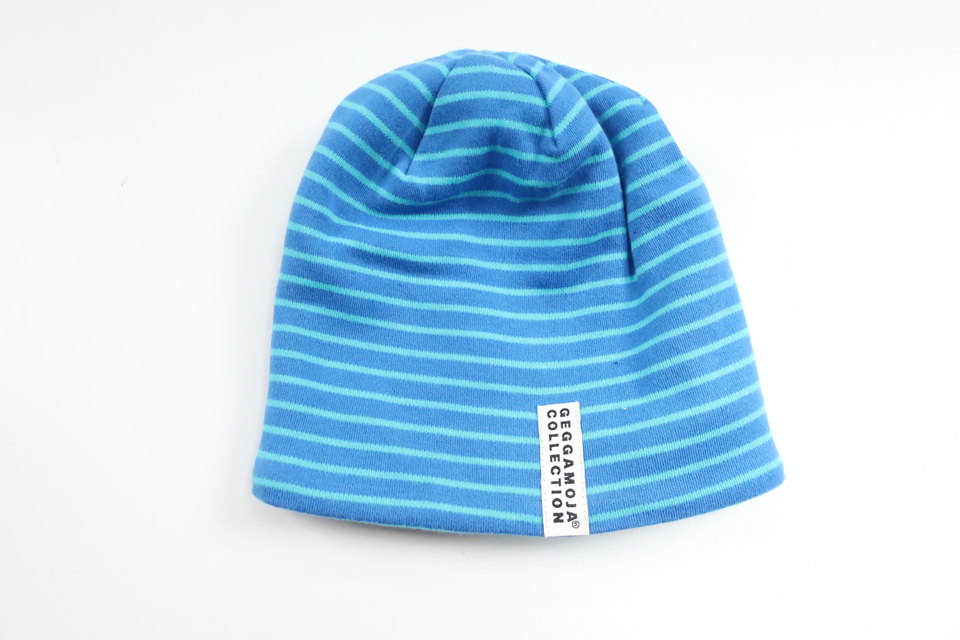 Stribet hue fra Geggamoja - Størrelse 50/56 - Blå