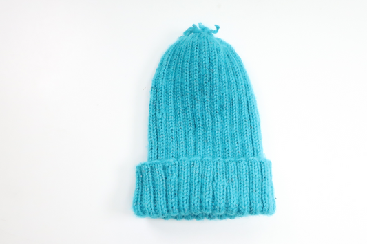 Strikket hue fra Hemsytt - Størrelse 74/80 - Blå