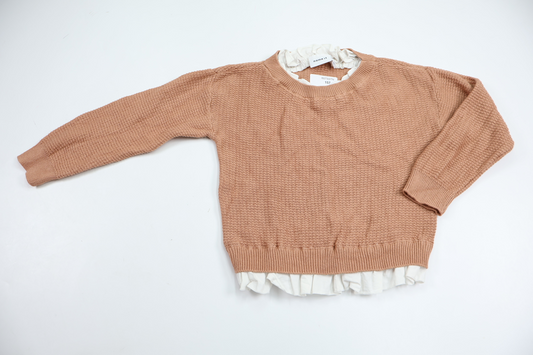 Strikket trøje med krave fra Name It - Størrelse 92 - Beige