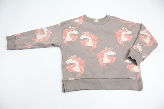 Sweatshirt med enhjørninger fra Uniq Mini - Størrelse 98/104 - Grå