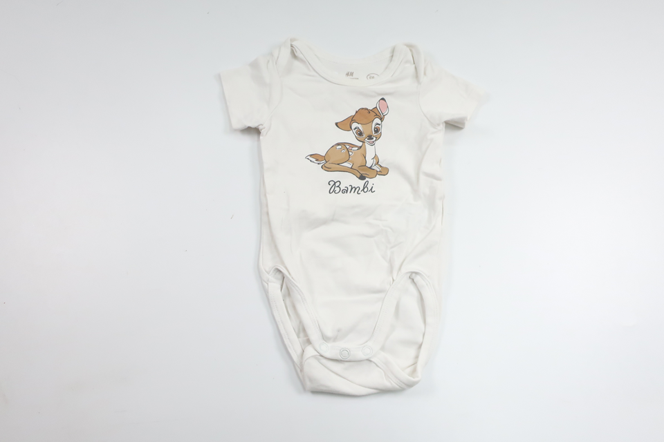 Bodysuit med Bambi fra H&M - Størrelse 68 - Hvid