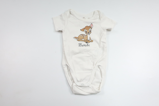 Bodysuit med Bambi fra H&M - Størrelse 68 - Hvid