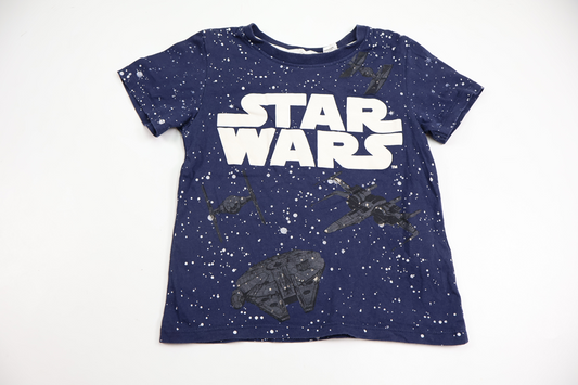 T-shirt med Star Wars fra H&M - Størrelse 98/104 - Blå
