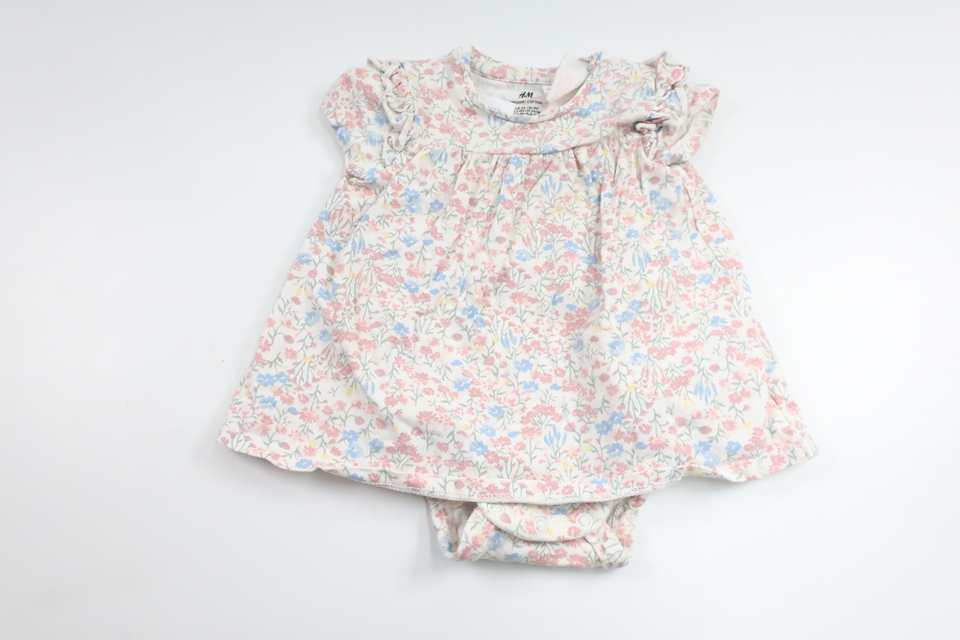 Blomsterkjole med indbygget krop fra H&M - Størrelse 62 - Hvid