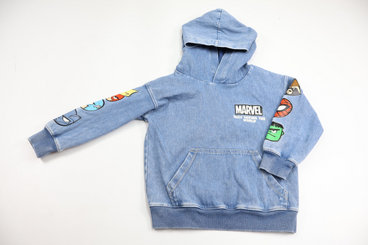 Hættetrøje med Marvel fra H&M - Størrelse 98/104 - Denim