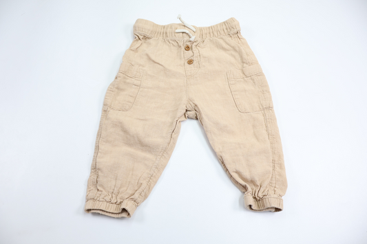 Bukser i hørblanding fra H&M - Størrelse 74/80 - Beige