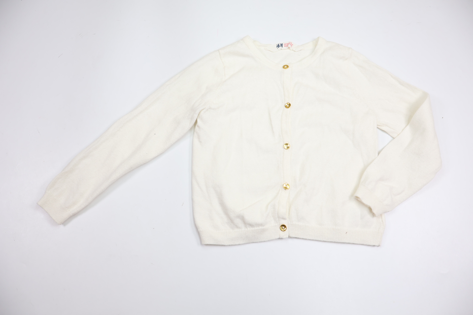 Strikket cardigan fra H&M - Størrelse 98/104 - Hvid