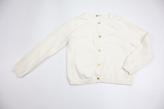 Strikket cardigan fra H&M - Størrelse 98/104 - Hvid