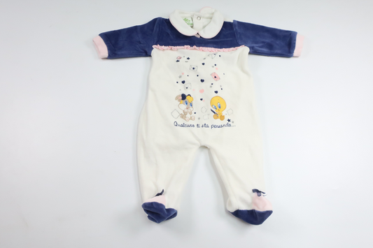 Fleece Looney Tunes pyjamas fra Bimbus - Størrelse 56 - Hvid