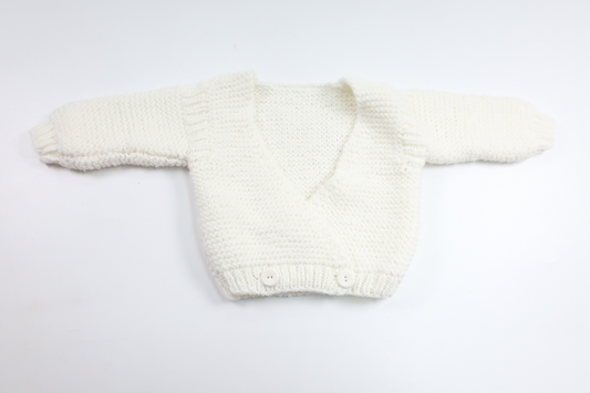 Strikket sweater fra Hemstickat - Størrelse 62/68 - Hvid