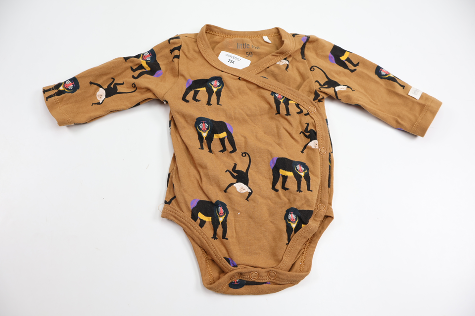 Omlottbody med apor från Little Me - Storlek 50 - Brun