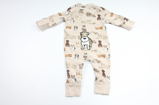 Pyjamas med hunde fra Tiny One - Størrelse 62 - Beige