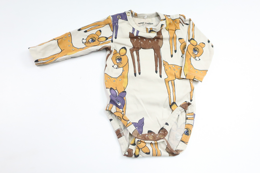 Body med hjort fra Mini Rodini - Størrelse 56/62 - Off-white
