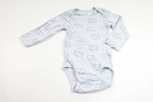 Bodysuit med elefanter fra H&M - Størrelse 74 - Blå