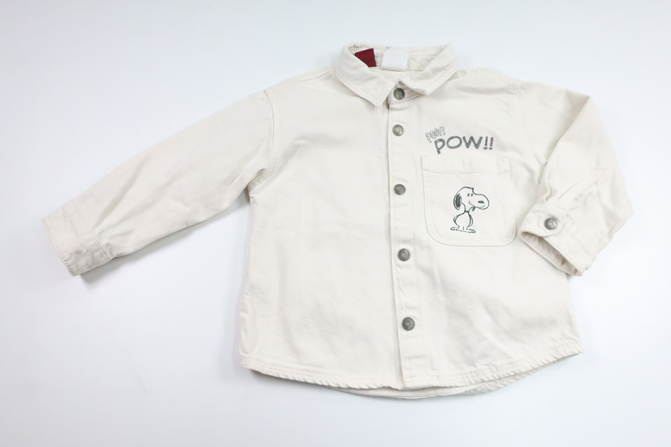 Denimjakke med Snoopy fra Zara - Størrelse 92 - Off-white