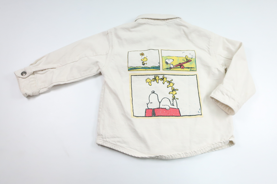 Denimjakke med Snoopy fra Zara - Størrelse 92 - Off-white