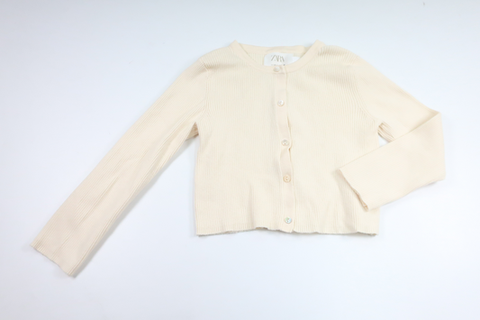 Ribbet cardigan fra Zara - Størrelse 120 - Off-white