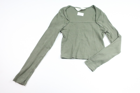 Ribstrikket sweater fra H&M - Størrelse 128/134 - Grøn