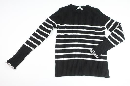 Ribstrikket sweater fra H&M - Størrelse 128/134 - Sort