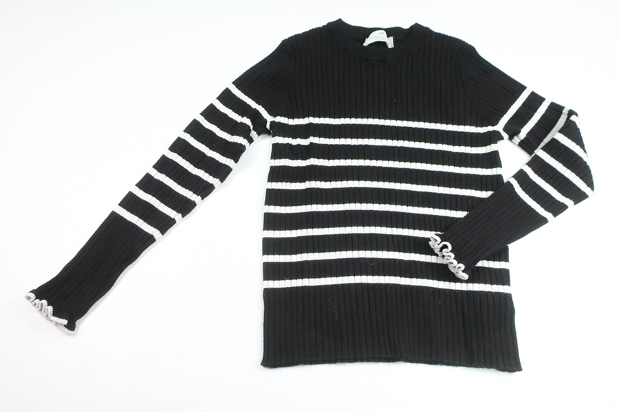 Ribstrikket sweater fra H&M - Størrelse 128/134 - Sort