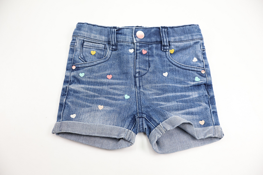 Jeansshorts med hjärtan från Name It - Storlek 98 - Denim