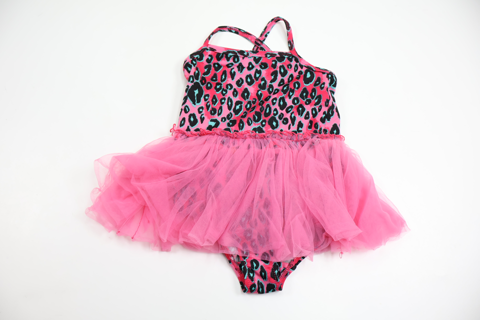 Leopardmønstret body med tylskørt fra My Wear Active - Størrelse 98/104 - Rosa