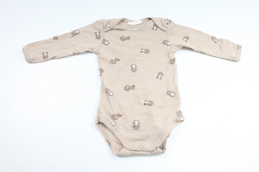 Bodysuit i 100% uld med bamser fra Kappahl - Størrelse 62 - Beige