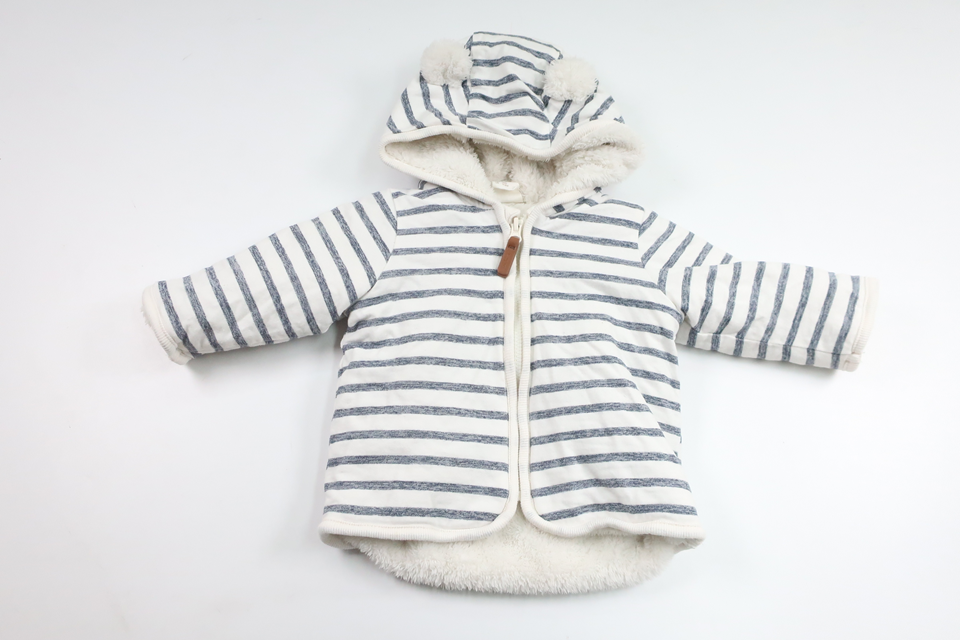 Fleeceforet tykkere hættetrøje fra H&M - Størrelse 62 - Hvid