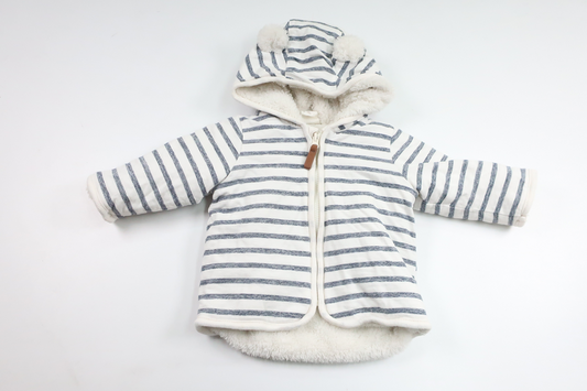 Fleeceforet tykkere hættetrøje fra H&M - Størrelse 62 - Hvid