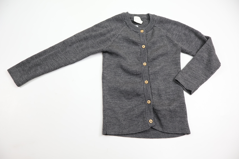 Stickad kofta i 100% ull från H&M - Storlek 68 - Grå