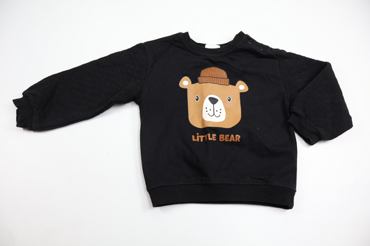 Sweatshirt med bamse fra Kappahl - Størrelse 86 - Sort