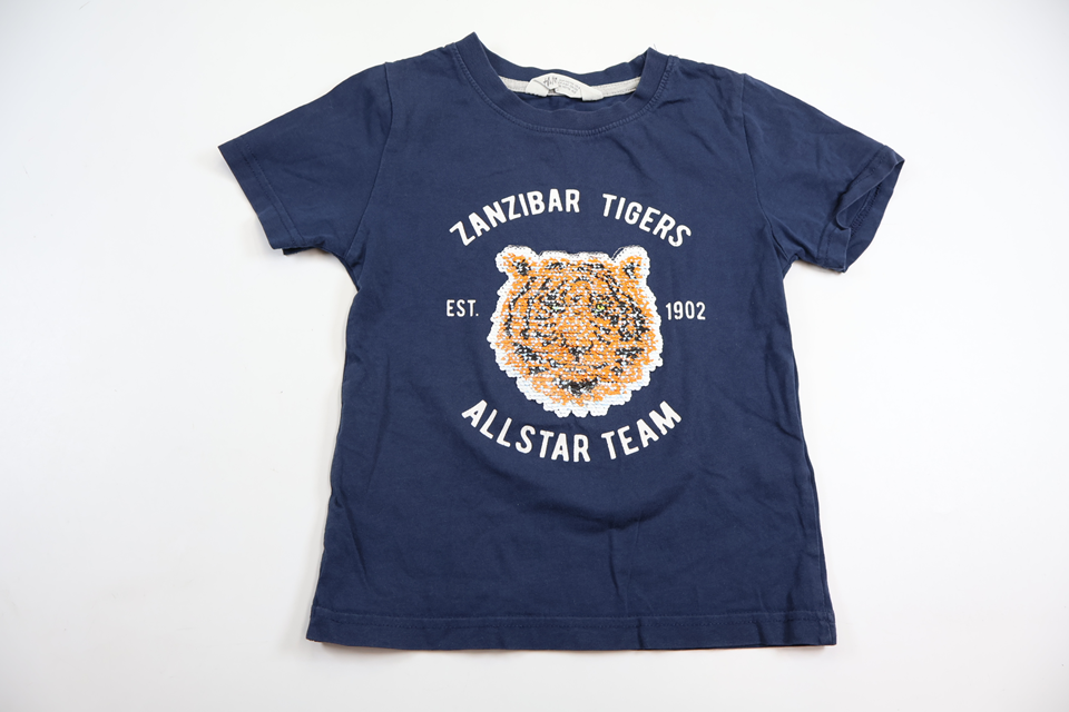 Tröja med vändbara paljetter från H&M - Storlek 110/116 - Marinblå