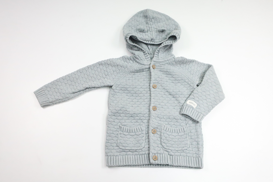 Strikket hættetrøje fra Newbie - Størrelse 80 - Blå