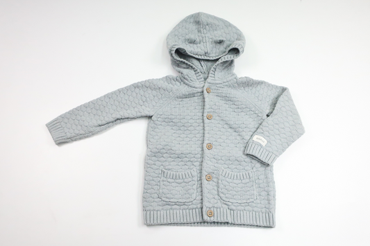 Strikket hættetrøje fra Newbie - Størrelse 80 - Blå