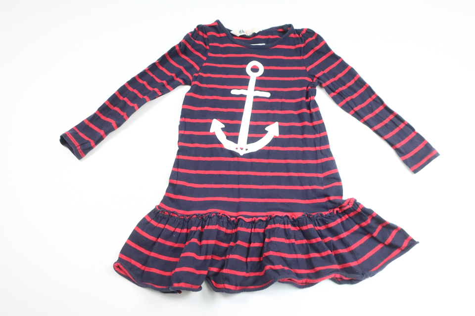 Stribet kjole fra H&M - Størrelse 98/104 - Marineblå