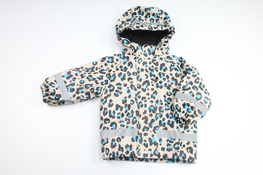 Fleeceforet regnjakke med leopardprint fra Nordbjörn - Størrelse 80 - Grå