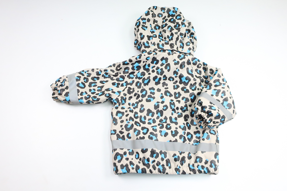 Fleeceforet regnjakke med leopardprint fra Nordbjörn - Størrelse 80 - Grå