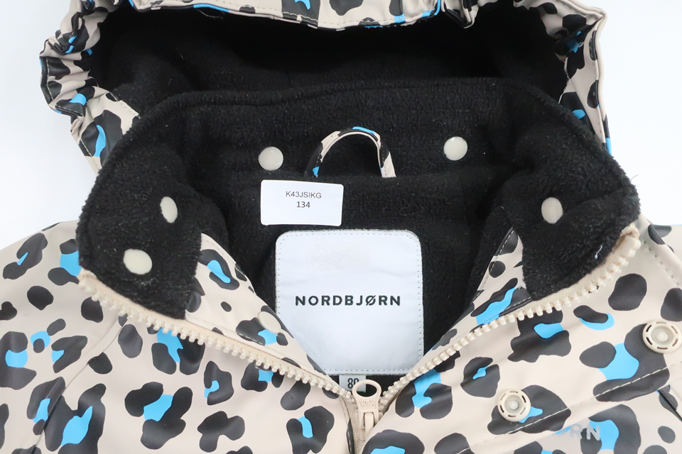 Fleeceforet regnjakke med leopardprint fra Nordbjörn - Størrelse 80 - Grå